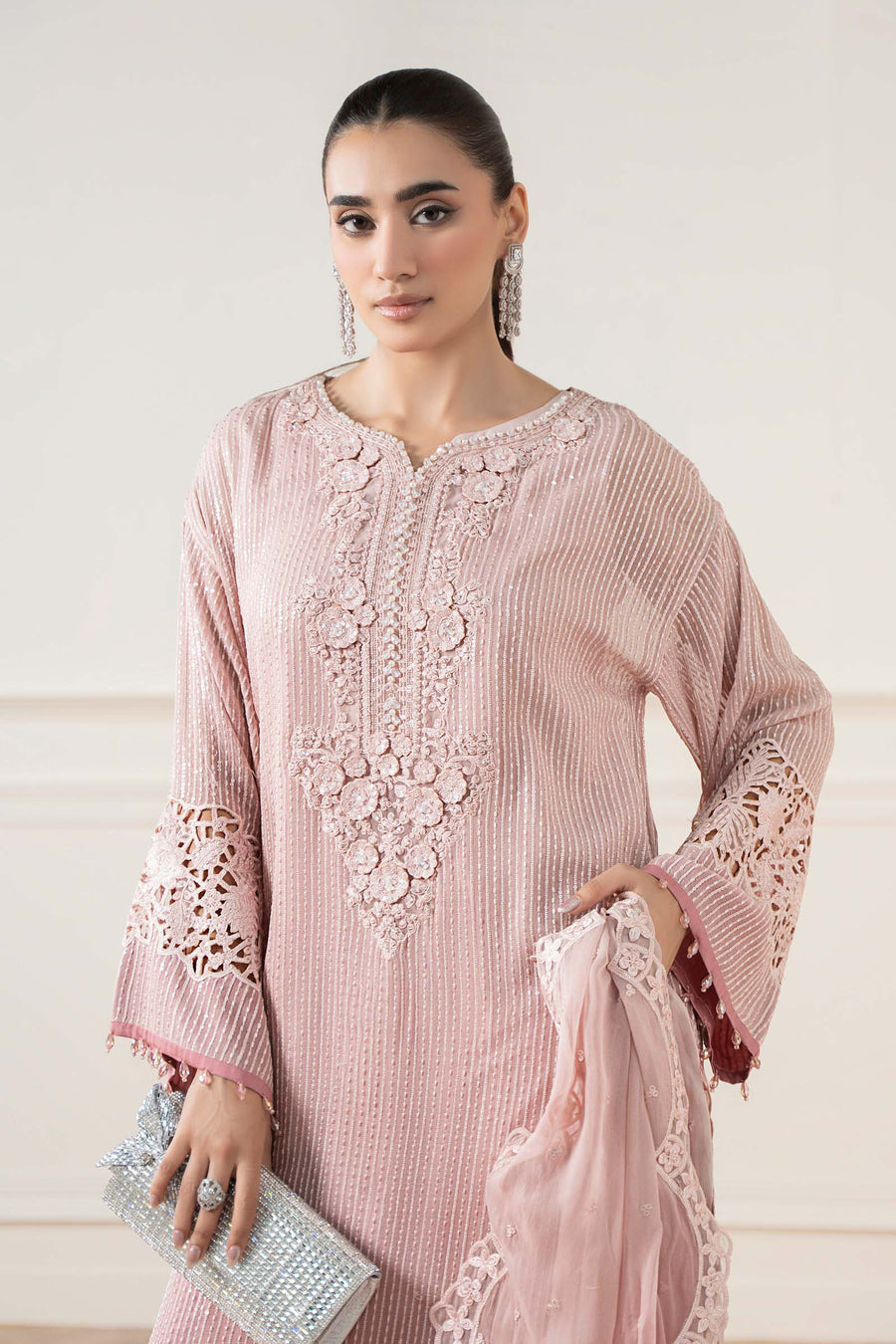 MB 3 Piece Embroidered Chiffon Suit