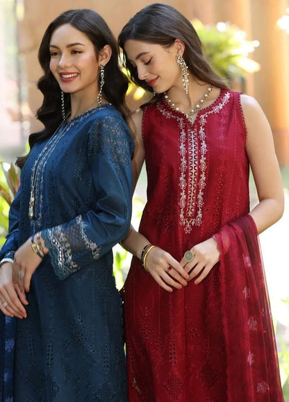 BH-Embroidered Luxury lawn Chikan-kari Dress 3Pc
