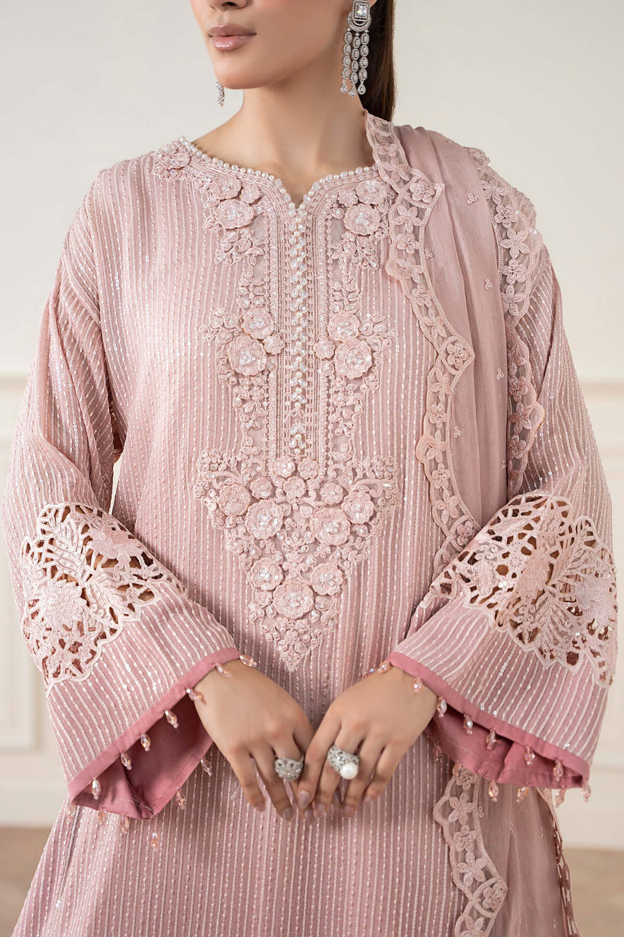 MB 3 Piece Embroidered Chiffon Suit