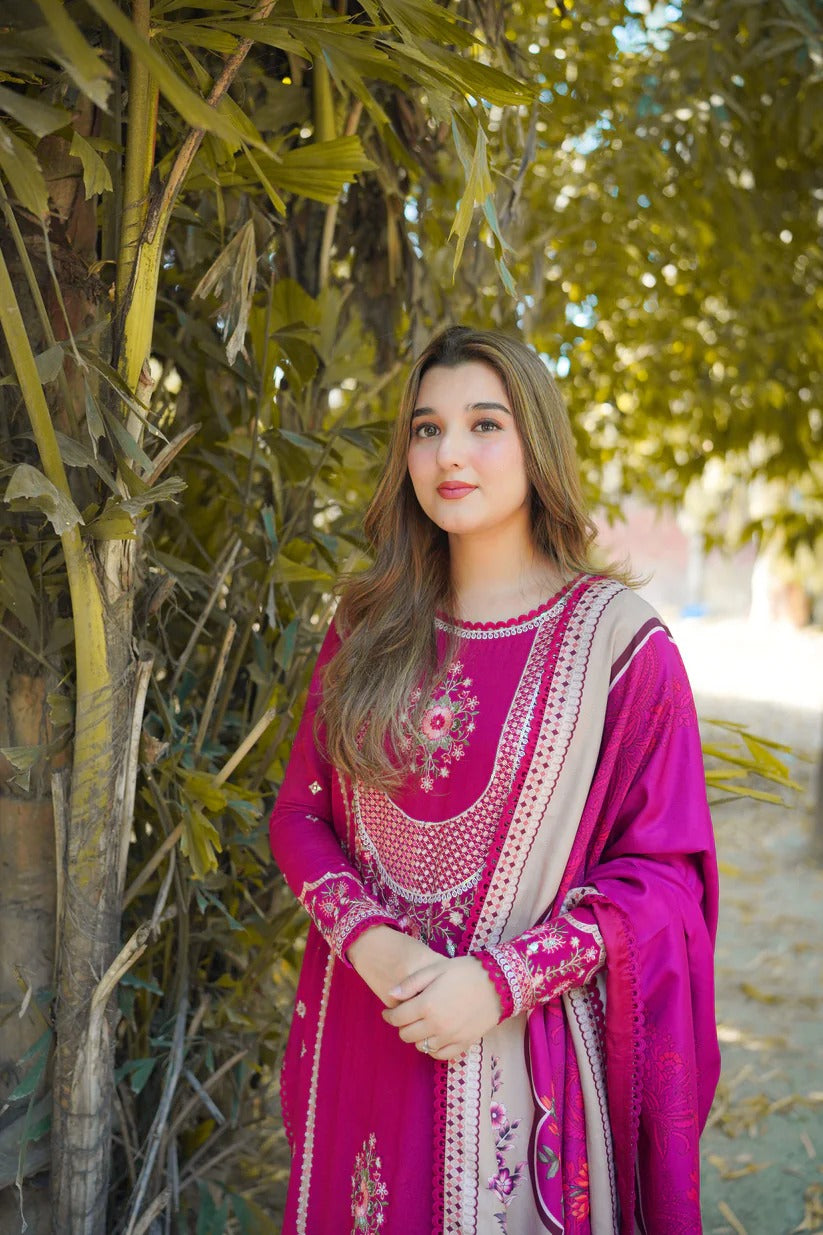 BH Embroidered 3 Piece Unstitched Khaddar