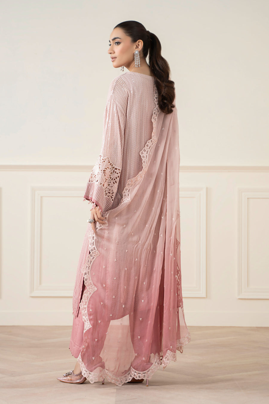 MB 3 Piece Embroidered Chiffon Suit