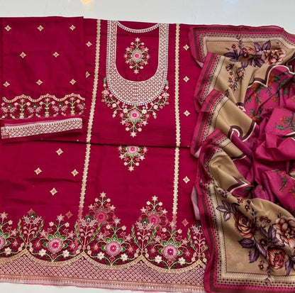 BH Embroidered 3 Piece Unstitched Khaddar